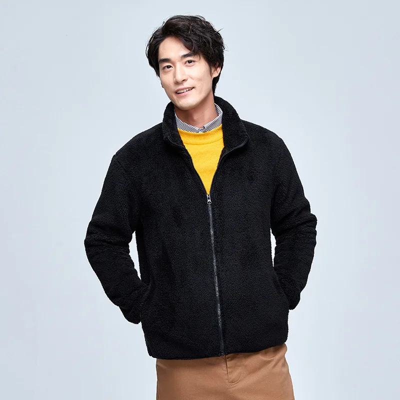 

MRMT 2023 Brand New Stand Collar Korean Men Keep Warm Soft And Thick Coral Fleece Coat Men's Jacket Overcoat For Male Tops