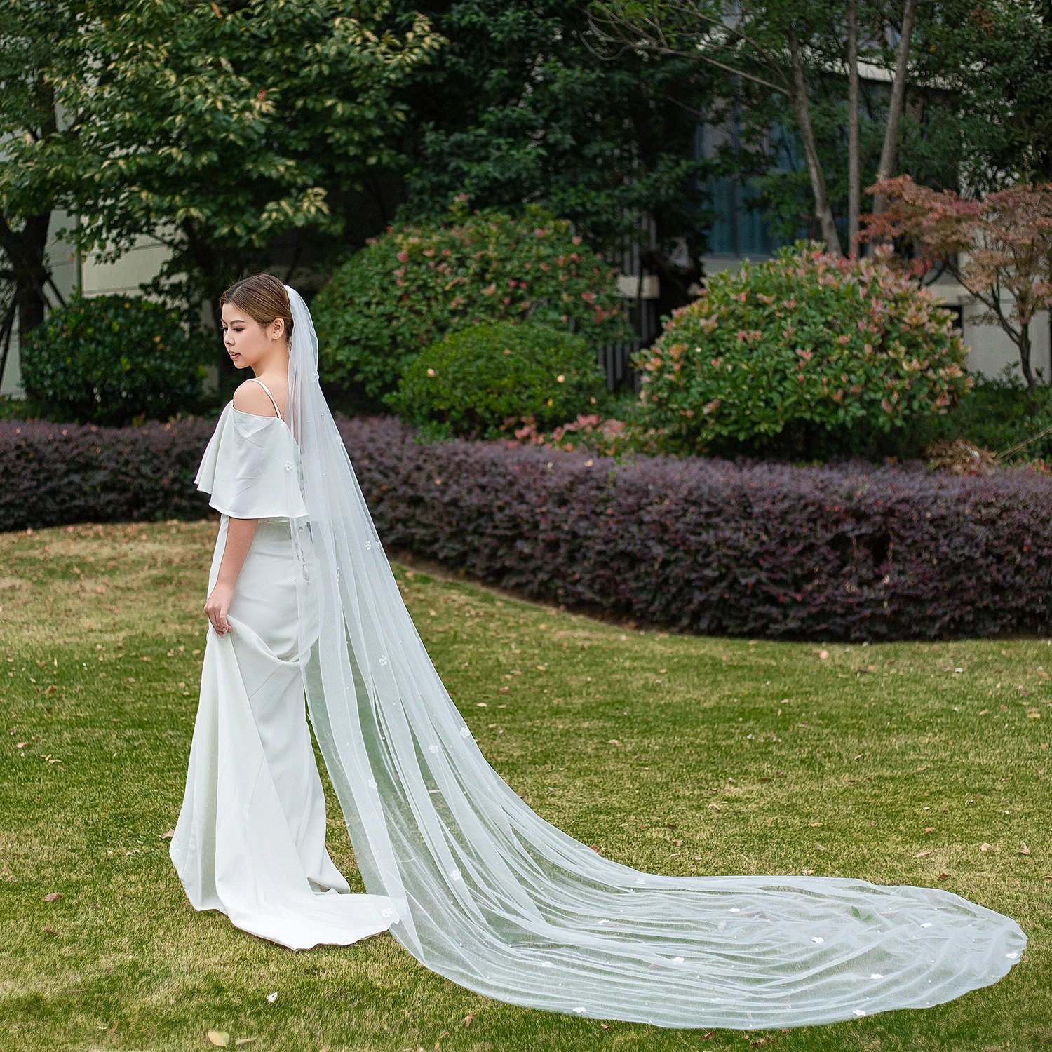 NZUK Luxury Moonshine Wedding Veil Golden Bridal Veil for