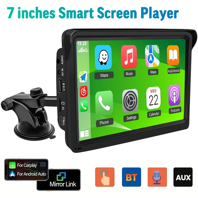 7inch Automotive Multimedia Car Radio Video Player MP5 Wireless Apple Carplay Android Auto Bluetooth Reverse Camera