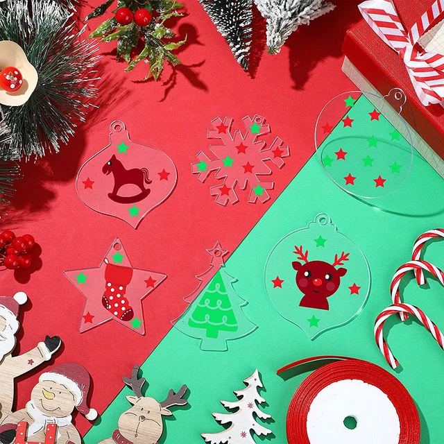 Clear Acrylic Ornament Blanks for Christmas Tree, Round Acrylic Discs, 1  Rolls Red Ribbon, DIY Crafts, Bulk, 10 Pcs - AliExpress