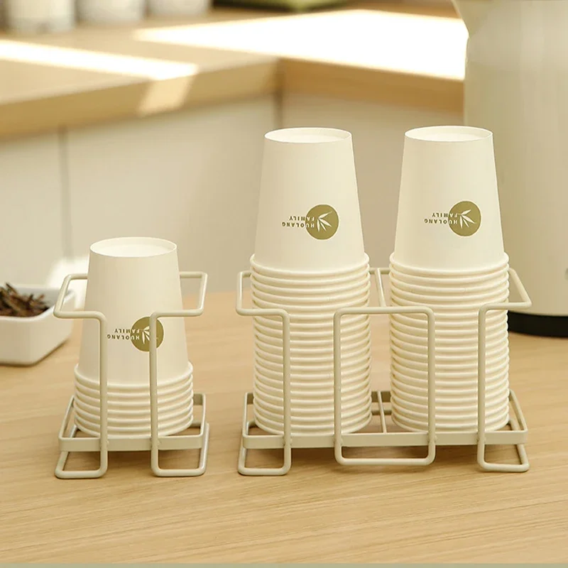 

Japanese Disposable Paper Cup Holder Iron Tea Coffee Cup Dispenser Storage Rack Home Office Coffee Station Cup Organizer