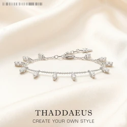 Elegant 925 Sterling Silver Bracelet with Angular and Baguette Cut Stones (Rhodium Plated)