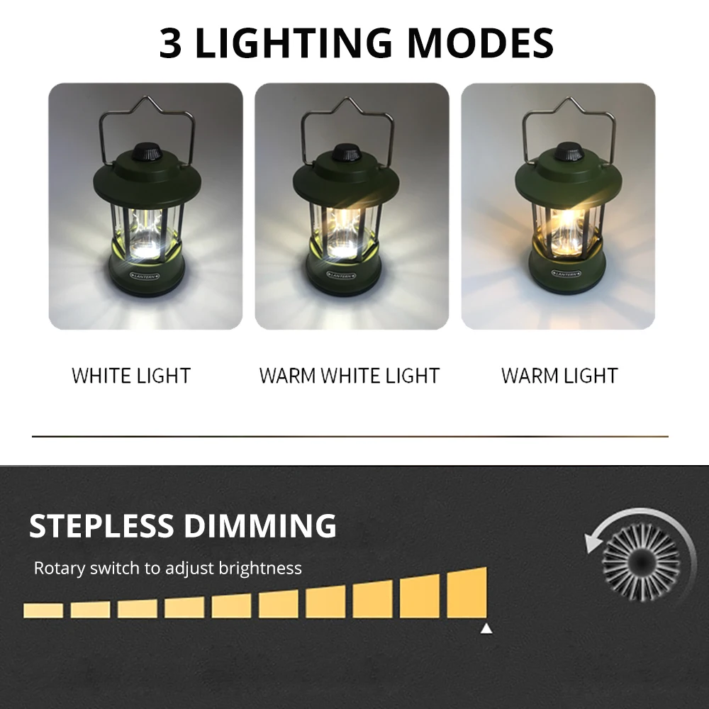 15000mAh Brightest Vintage Metal Hanging Lanterns Warm Light Led