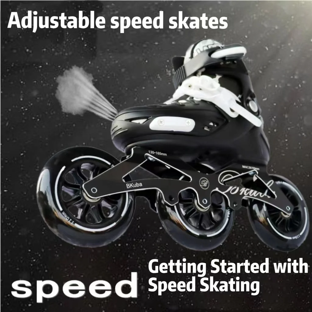 Adult children's professional beginner speed skates Dual purpose roller skates Racing Ice skate Adjustable size big three wheels