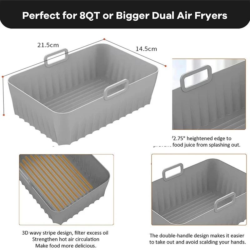 Silicone Air Fryer Accessories Set with Basket, Racks, and Oil Spray