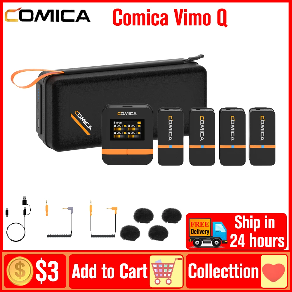 Comica Vimo Q MICRÓFONO INALÁMBRICO Lavalier para cámara de Youtube, Smartphone, PC, transmisión en vivo, grabación de Vlog, entrevista