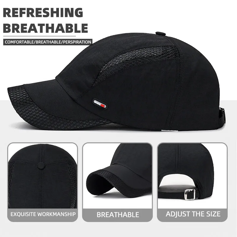 1PC Unisex Breathable Mesh Baseball Cap Adjustable Quick-Dry Sports Hat Sun Protection Outdoor Trucker Cap