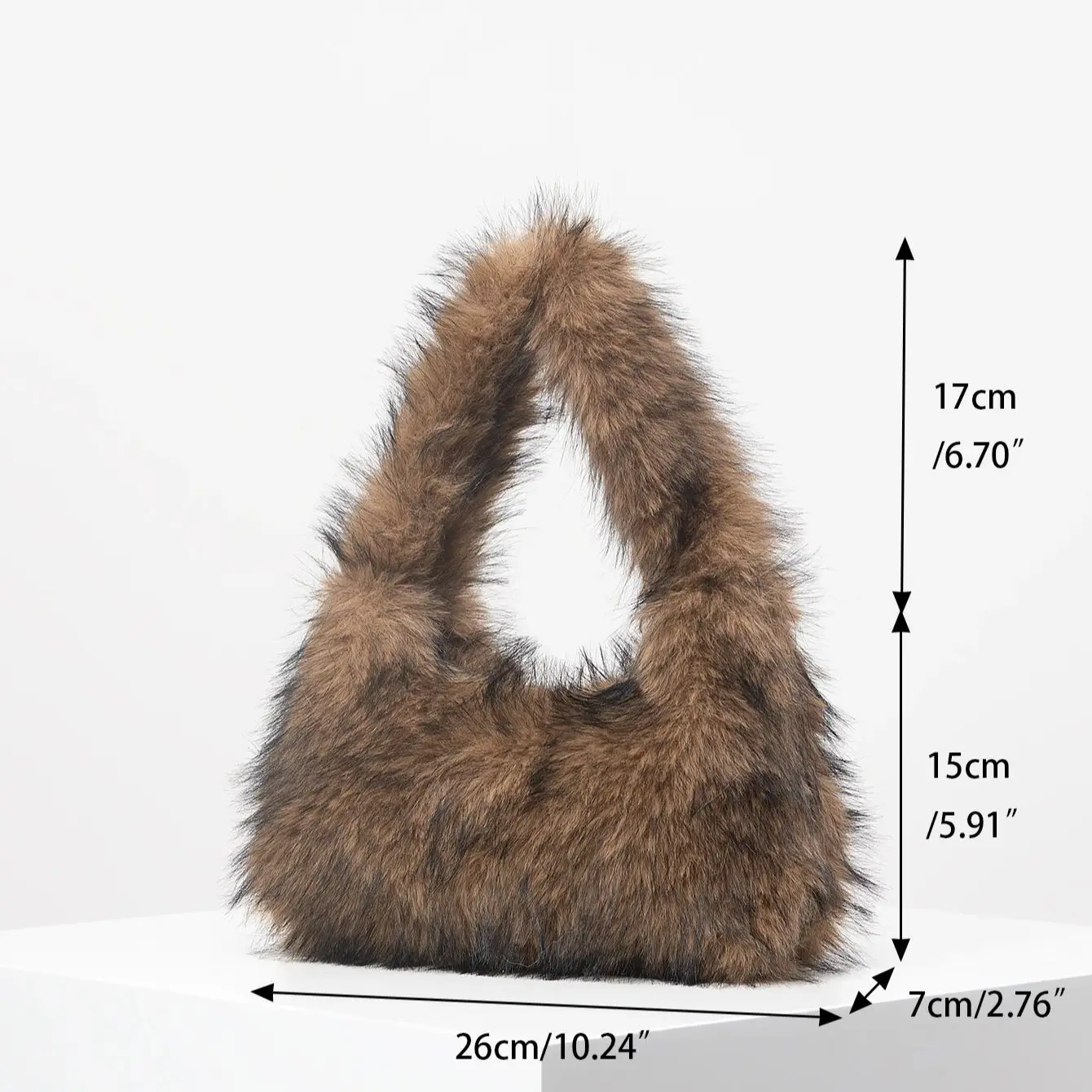 Autumn and Winter Plush Shoulder Handbag, Y2K Zipper Crescent Bag, Fashionable Armpit Bag, Cute Ladies Wallet (Random Pattern) 3
