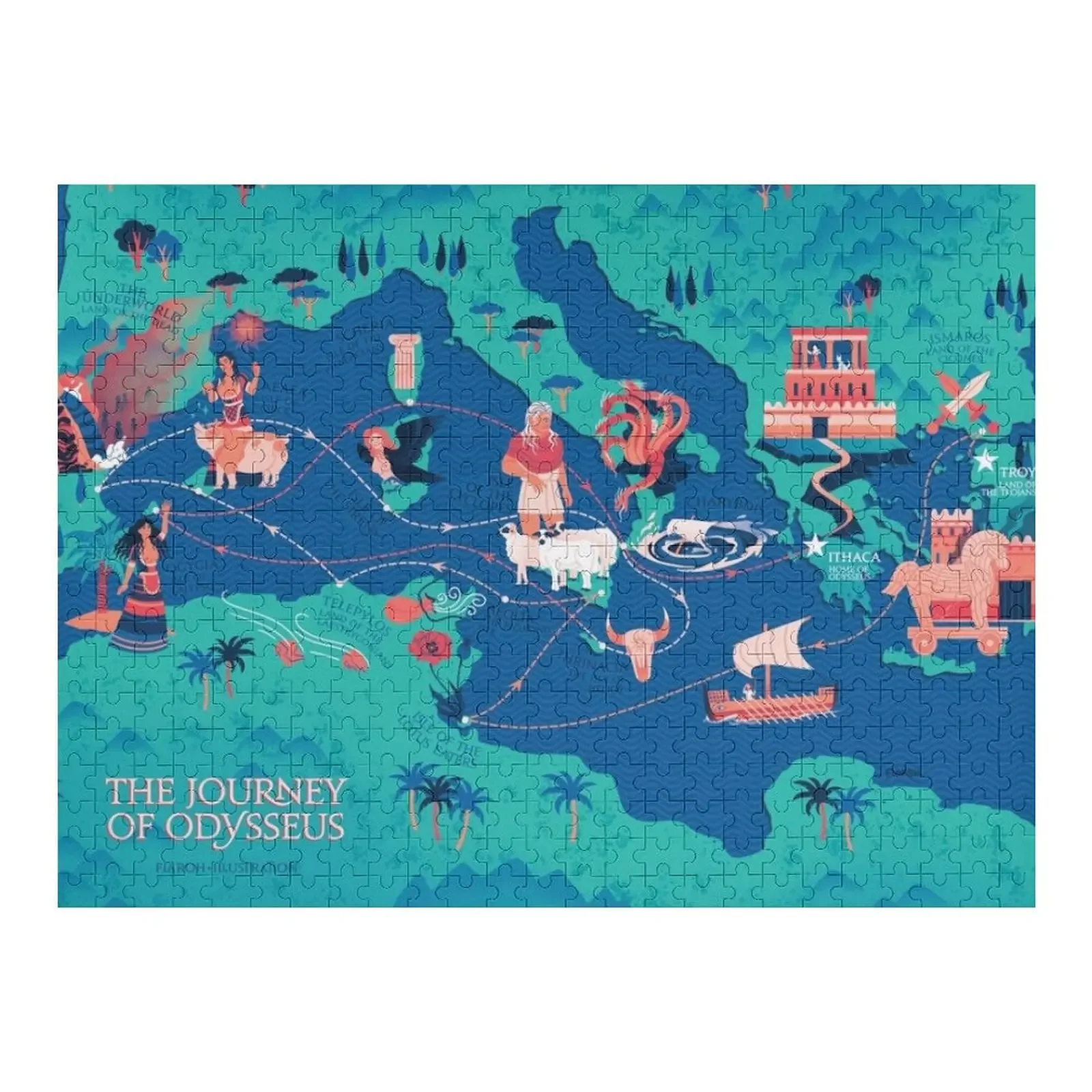 Odyssey Map - The Journey of Odysseus Jigsaw Puzzle Customizeds For Kids Customs With Photo Wooden Name Puzzle new yankee 8 journey of odysseus pc