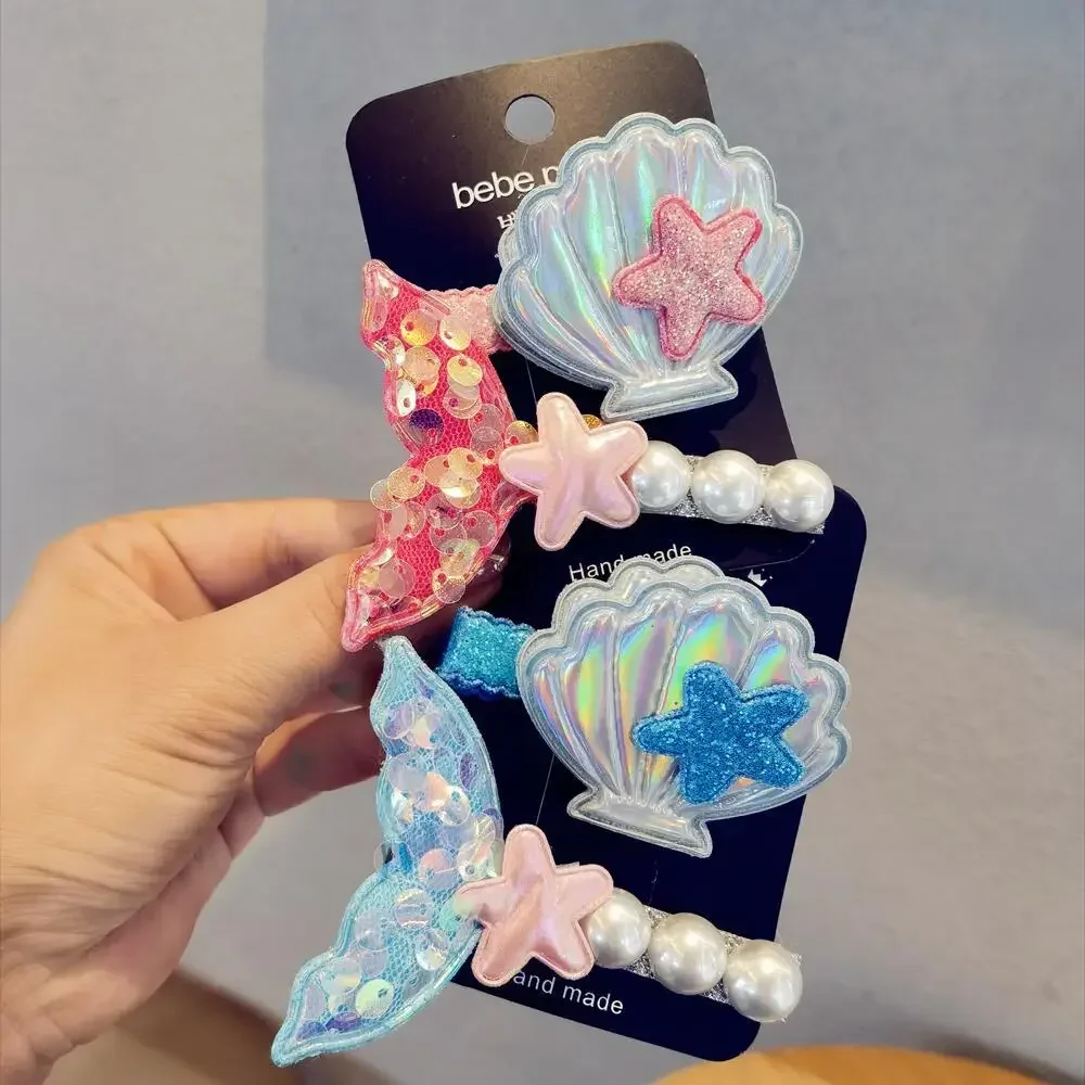 Disney Princess Hairdress Mermaid Pearl Shell Star Hairpin Edge Clip Hair Clip