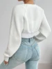Shrug Raglan Sleeve Open Front Cardigan Elegant Solid Color Ribbed Knitted Cardigan For Spring & Fall Women's Clothing 2