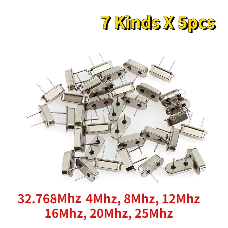 HC-49S Crystal Oscillator Electronic Kit Resonator Ceramic Quartz Resonator 7 Kinds X 5pcs 32.768 4 8 12 16 20 25 Mhz 35pcs/lot