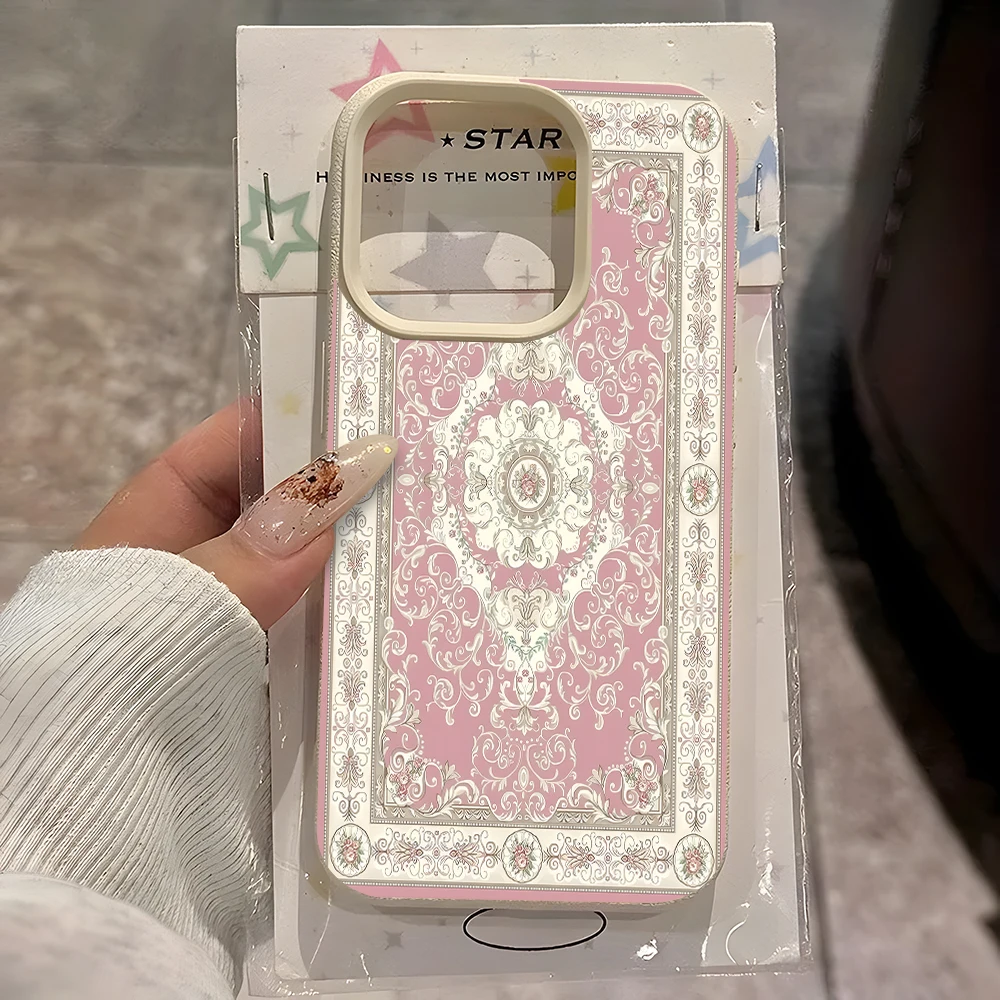 Elegant Pink Baroque Lychee Soft Shockproof Phone Case