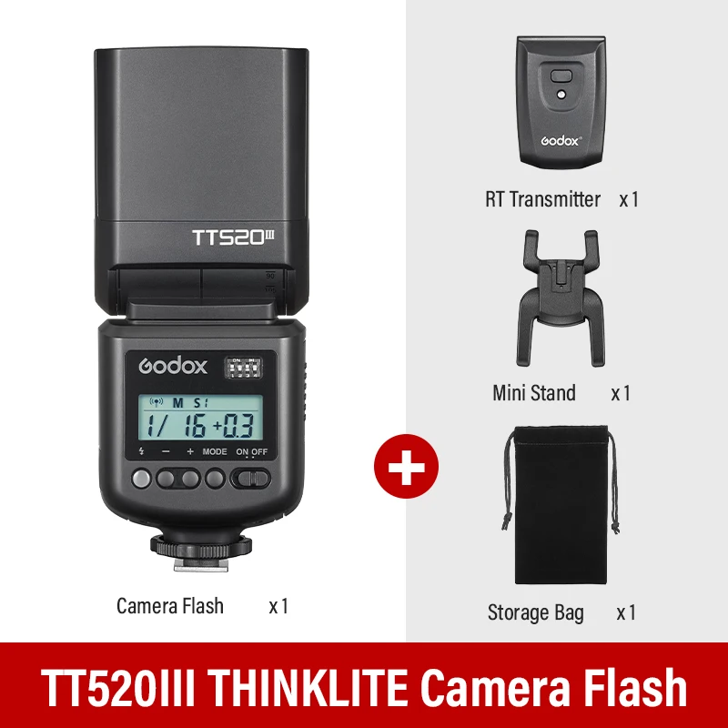 Godox TT520II Wireless Transmission Flash Speedlite - Built-in Receiver And RT Transmitter Compatible For Canon Nikon Panasonic Olympus Pentax And Other DSLR Cameras With Standard Hot Shoe