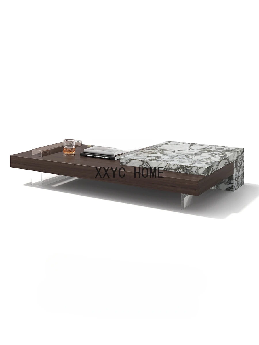 

Acrylic Natural Marble Coffee Table Small Apartment Living Room Home Italian Minimalist Designer Suspension Retractable