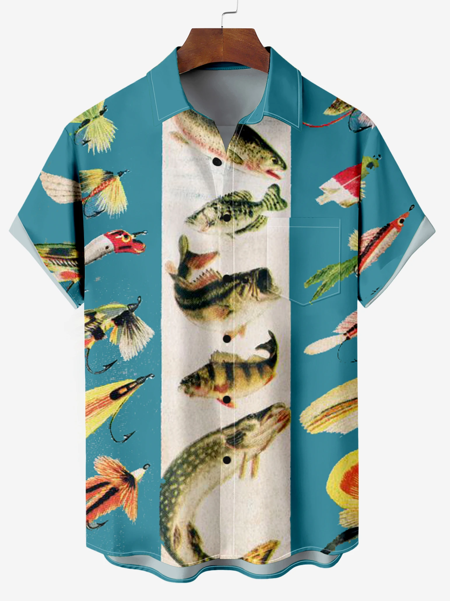 Fishing Pattern 3D Print Shirts For Men Women Outdoor Fish Hunting Turndown Collar Oversized Casual Fashion Top Man Clothing 2