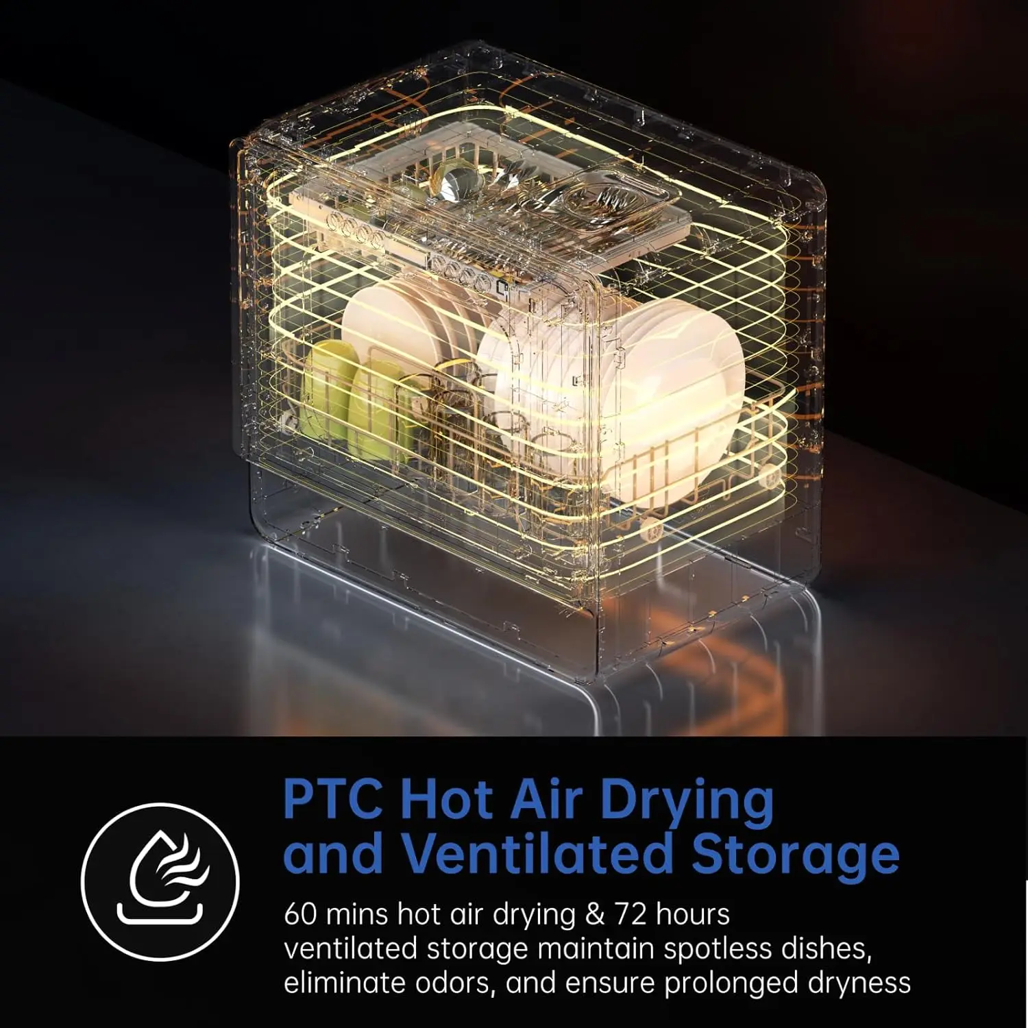 Portable Dishwasher with 5L Water Tank Countertop Dishwasher with 5 Place Settings 2-Level Rack 3-Spray Arms 167℉ High-Temp