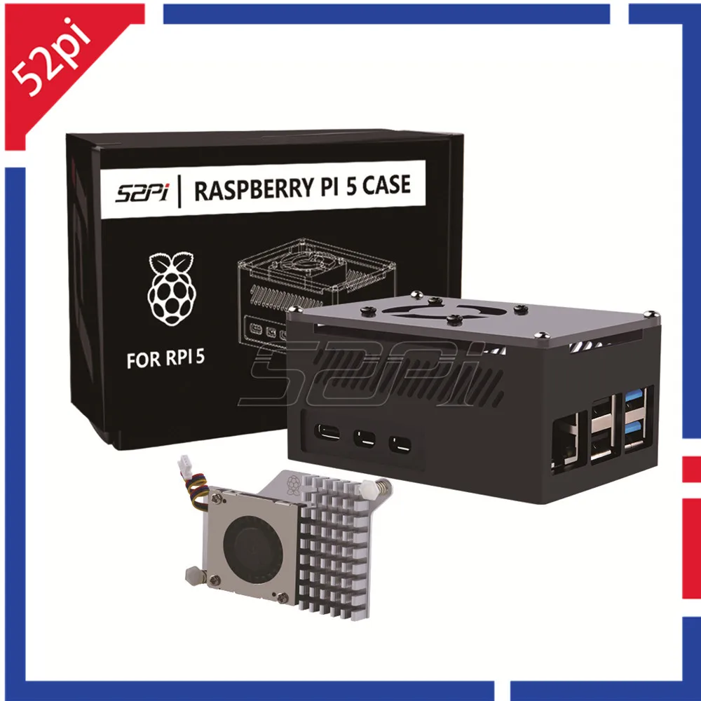 Caixa de Alumínio Raspberry pi Ventilador Oficial Raspberry pi 52pi