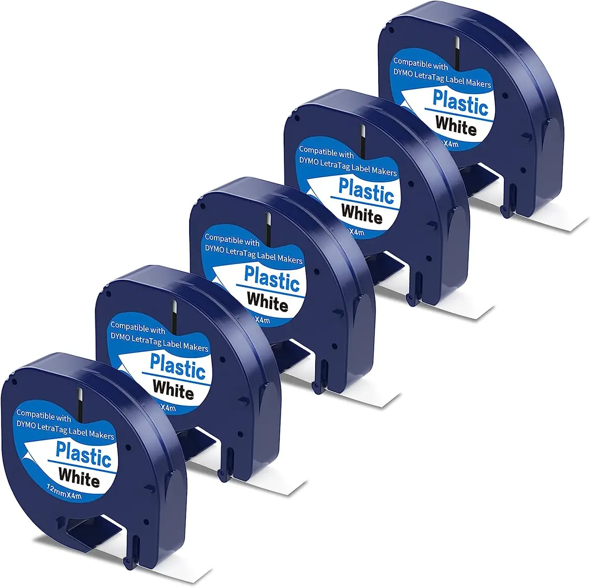 5PK 10PK Compatible Dymo LetraTag Refill 91200 91201 91331 12mm White Plastic Label Tape LT-100H 1/2" — view 2