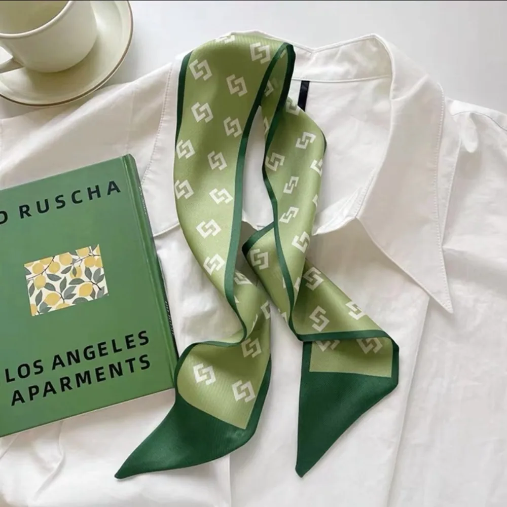Narrow Multi-Function Thin Scarf Letters Print Decorative Handle Bag Ribbons Neckerchief 4