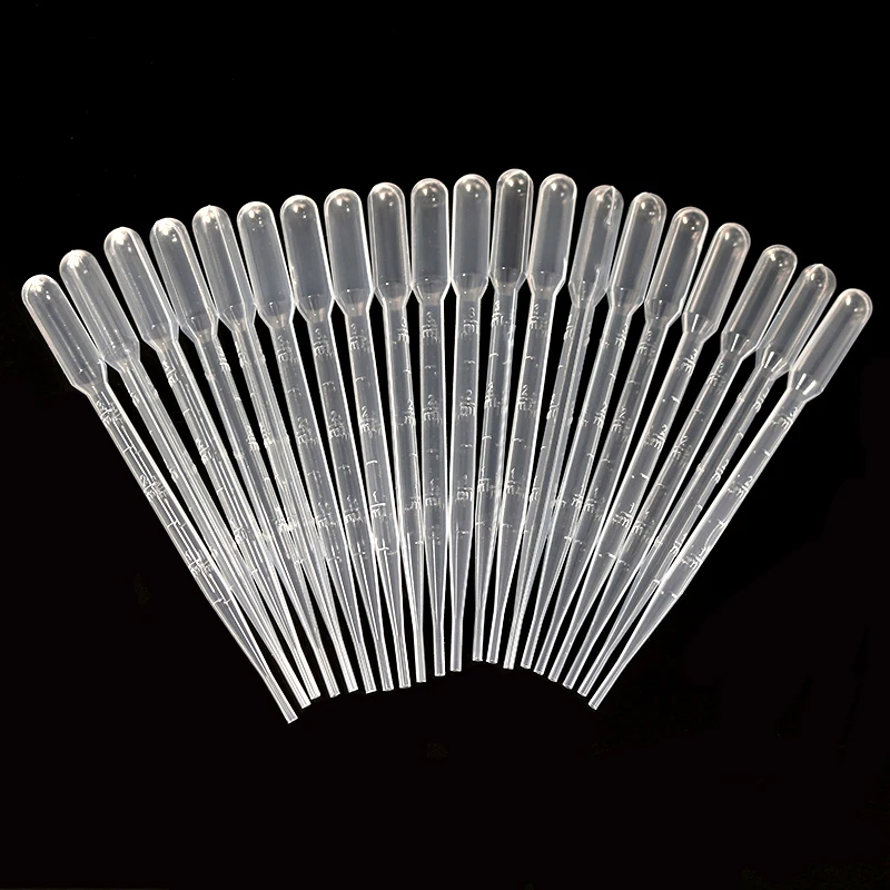 20 Pieces of Scientific Laboratory Transfer Pipette 3ML Plastic Transparent Disposable Safety Dropper Graduation Supplies