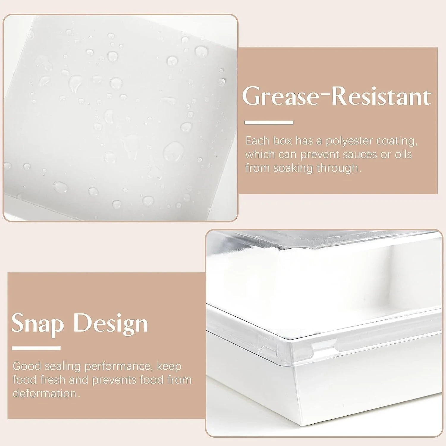 Paper Charcuterie Boxes with Clear Lids 50PCS 4 Inches Square White Disposable Sandwich Boxes Dessert To Go Containers