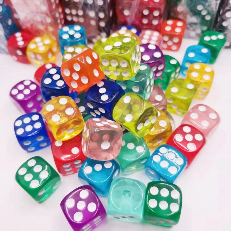 10Pieces/Lot Transparent Acrylic 6 Sided 14mm D6 Point Dice For Club/Party/Family Board Games 10 Colors acrylic dice game dice dice set