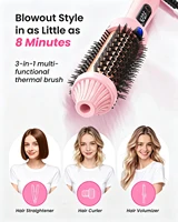Brosse thermique Boost 1,5 pouces, brosse ronde chauffante pour éclat, technologie d'ions négatifs double tension, 6 modes de température 4
