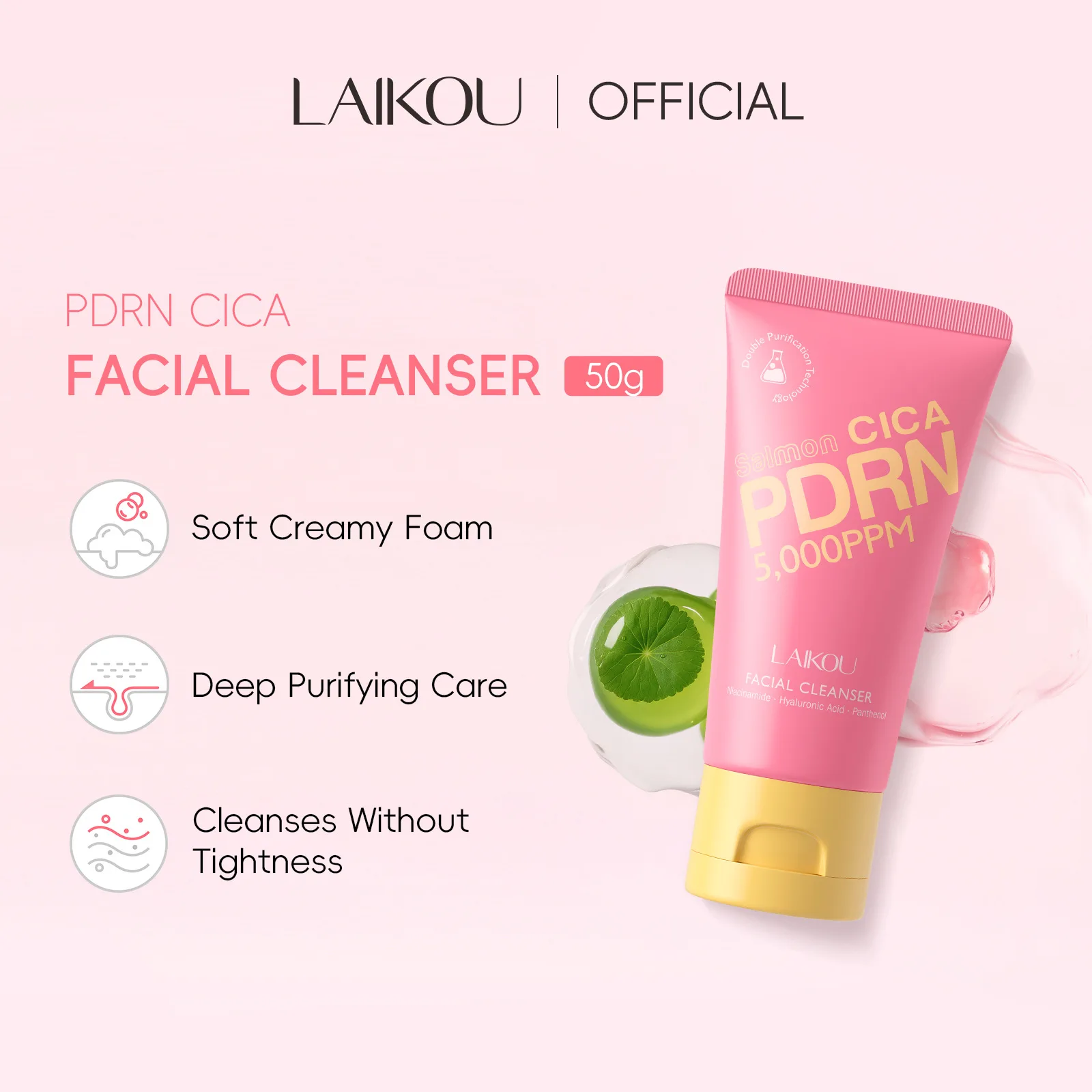 LAIKOU Facial Foaming Face Cleanser  Cleansing Acne Oil Control Blackhead Remover Shrink Pores Skin Care 50g