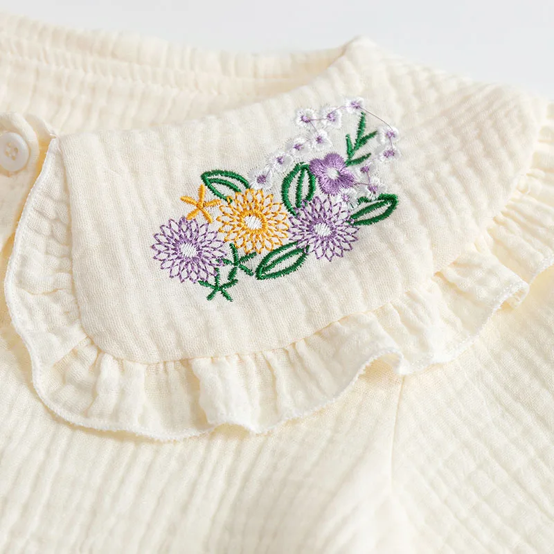 Baby Girl's Clothing Toddler Shirt Sweet Lapel Long Sleeve Shirt Spring Girls Blouses Embroidered Cotton Tops 1-6 Years kids shirts