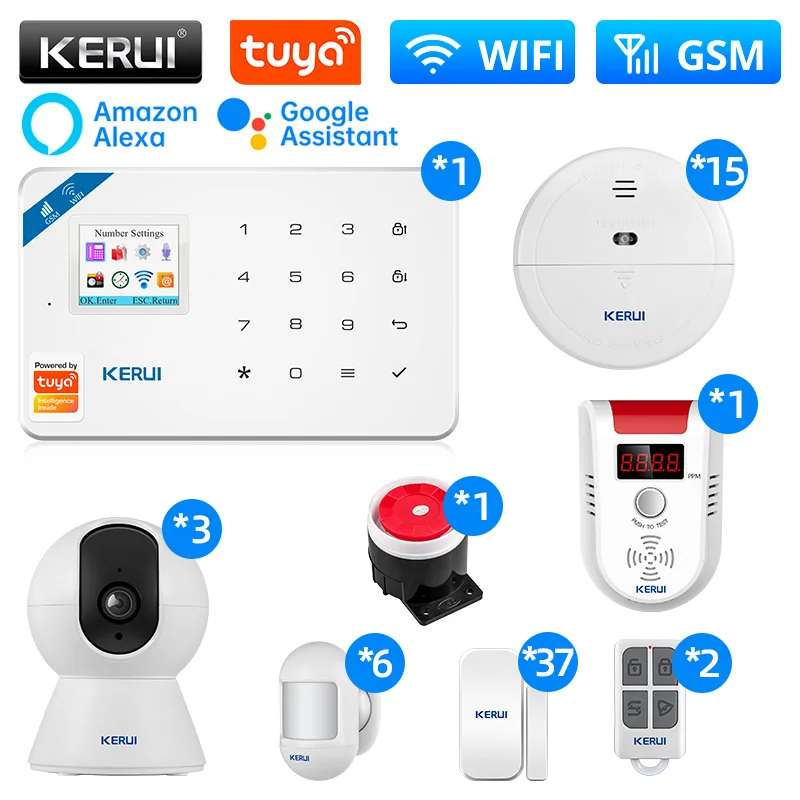 

Система охранной сигнализации KERUI W181 WIFI GSM панель сигнализации Tuya Smart /Smart Life приложение дистанционное управление беспроводной центральный блок