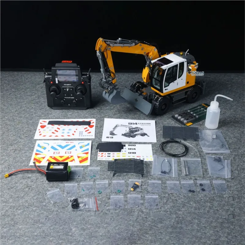 RTR 1/14 LR914 PRO MAX 메탈 4WD RC 유압식 휠 굴삭기 11방향 밸브 무선 조종 굴착기 PL18EV Lite 라이트 사운드