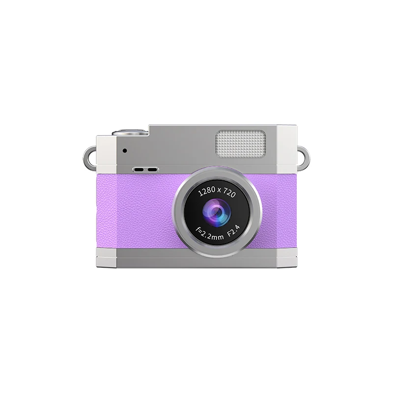 Compact Retro-Style Mini Digital Camera with Flip Selfie Screen and LED Fill Light