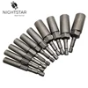 10Pcs 80mm Length Electric Power No Magnetic Screwdriver Nut Driver Set Impact 1/4" Hex Shank Metric Wrench Socket Bit 5.5-14mm 1