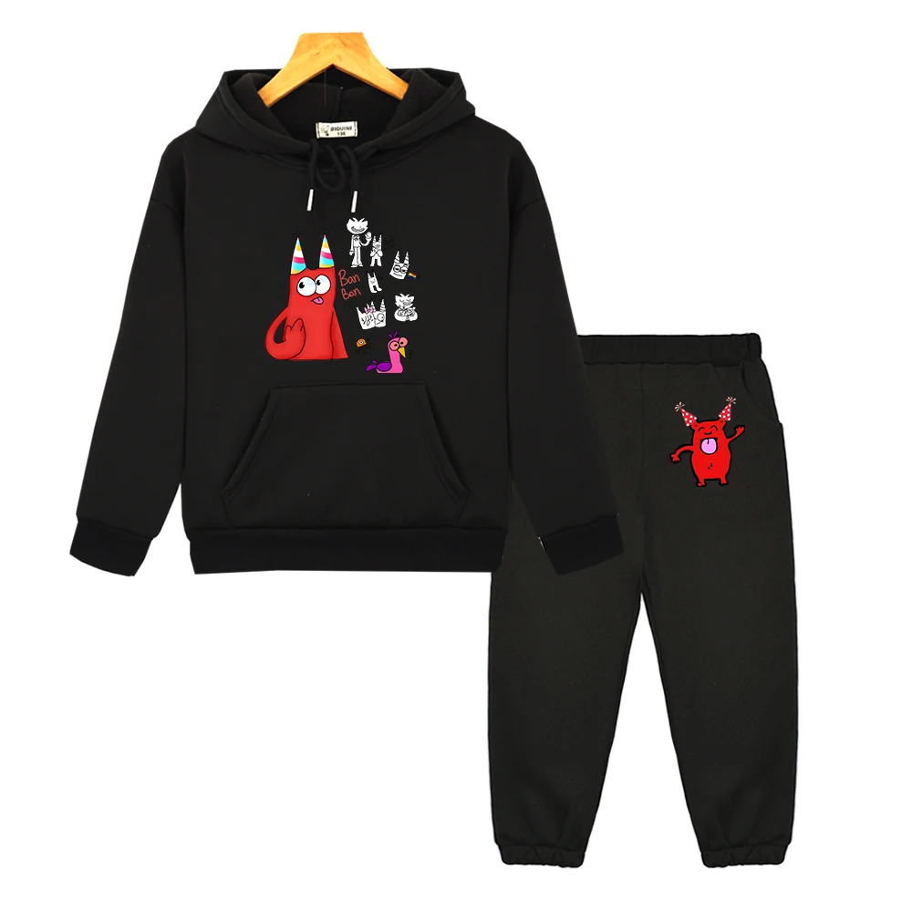 

Garten of Banban Red Monster Printing Hoodies Sets Casual Hooded Sweatshirts Long Sleeve Boys and Girls Children Pullovers Cute