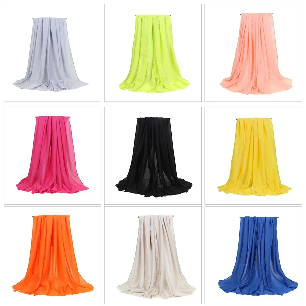 

11 Solid Color Scarf for Women Simple Literary Thin Scarves Shawl Large 90*180cm Plain Basic Long Versatile Wraps Neckerscarf