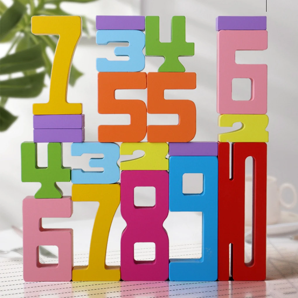 Inspired Colorful Wooden Number Blocks Early Mathematics Learning Toy Wooden Number Blocks Montessori Puzzle Games Stacking Toys