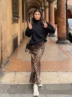 HH 2024 Female Elegant Midi Skirts Retro Leopard Print High Waist Satin A-Line Women's Fashion Bottoms Streetwear Midi Skirt - Image 3