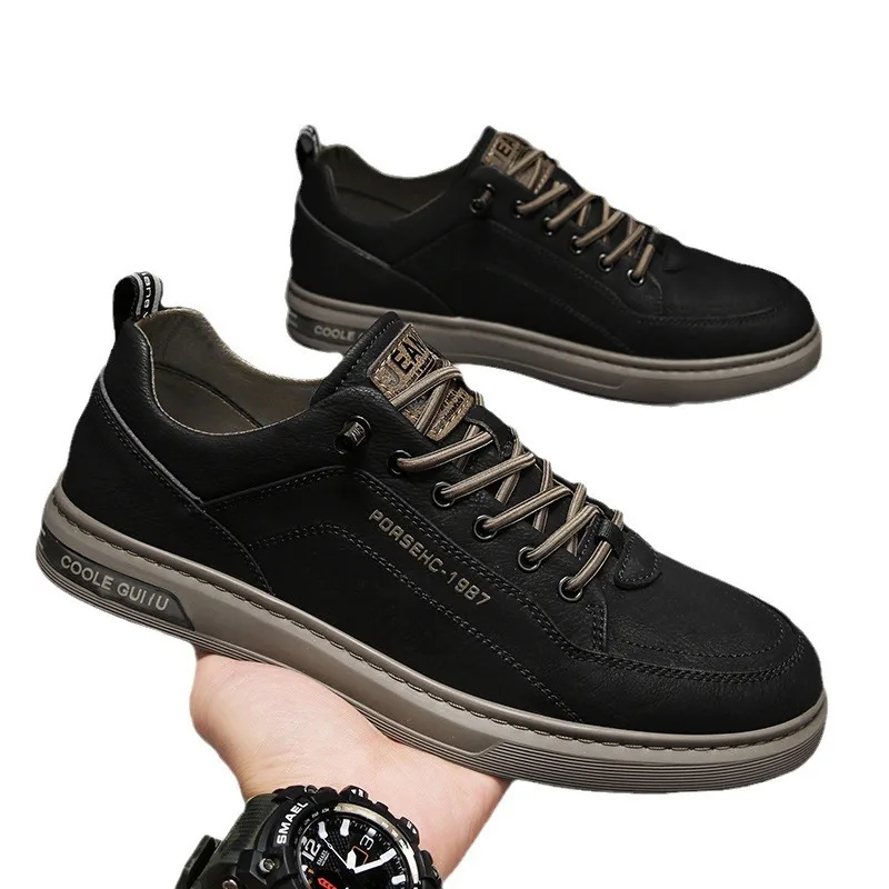 2026 New Men's Fashion Casual Leather Non-slip Wear-resistant Sports Shoes Comfortable Flat Slip-on Casual Men Shoes 5