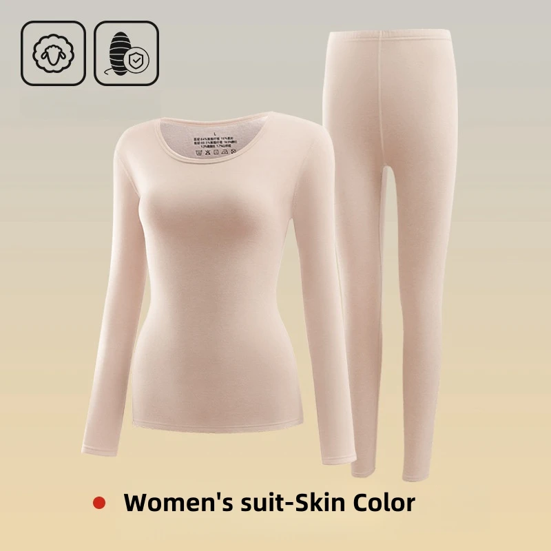 Thermal Underwear Sets Couple Cashmere Silk Thermal Underwear Round Neck Traceless Autumn Winter Warm suit Heating Autumn Long home Clothes Pants