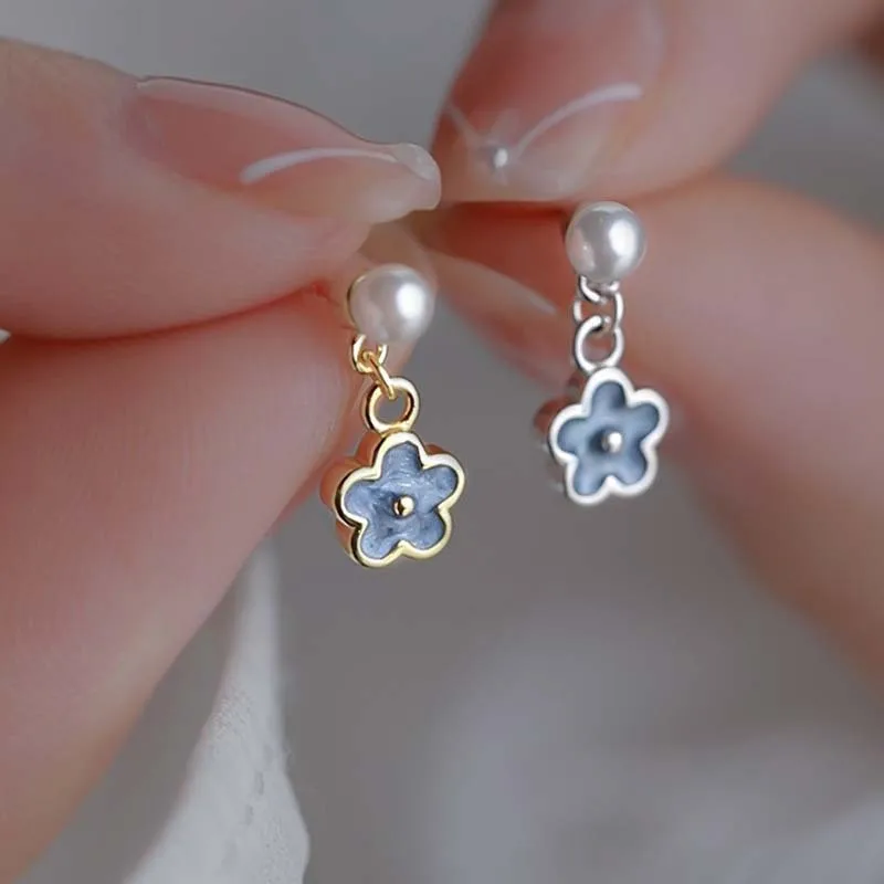 Elegant Imitation Pearl Flower Stud Earrings for Women 2024 New Trend Temperament Dangle Earring Party Jewelry Gifts