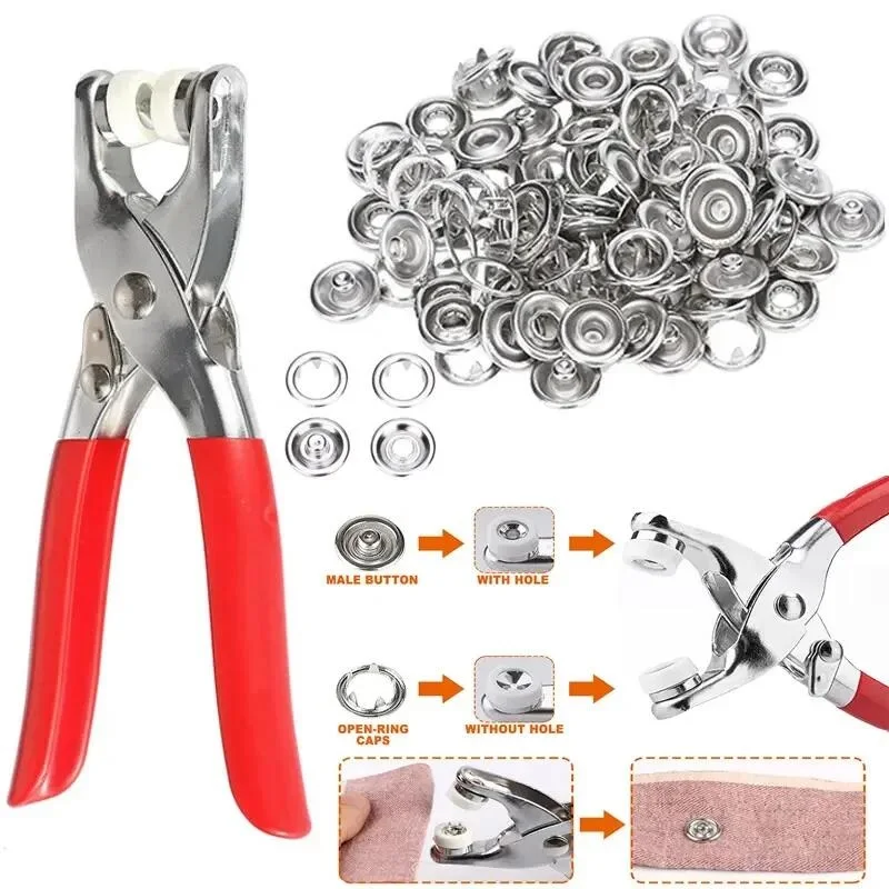 Metal Snaps Buttons Pliers Set Snap Fasteners Kit Tool Sewing Buttons Press Studs Snap Sew Tool for Installing Clothes Bags 3
