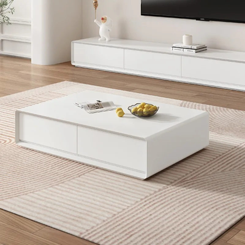 

White Corner Dining Coffee Tables Nordic Floor Minimalist Coffee Tables Drawers Stolik Kawowy Living Room Furniture YQ50CT