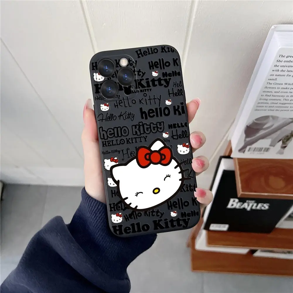 thumbnail image 1 of Cartoon Phone Case For iPhone 15 14 13 12 11 Pro Max Mini 7 8 15 Plus SE2020 14 13 Fundas Liquid Silicone Back Cover Hello Kitty, 1 of 5