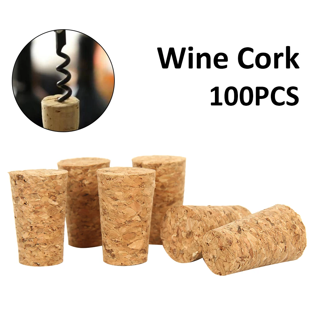 Wine Corks Stopper Reusable Sealing Wood Lid Cap Wine Bottle Stopper 100Pcs for Bottle Bar Tools Kitchen Accessories