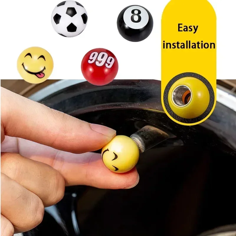 Aluminum Smiley Face Tire Valve Stem Caps - Set of 4