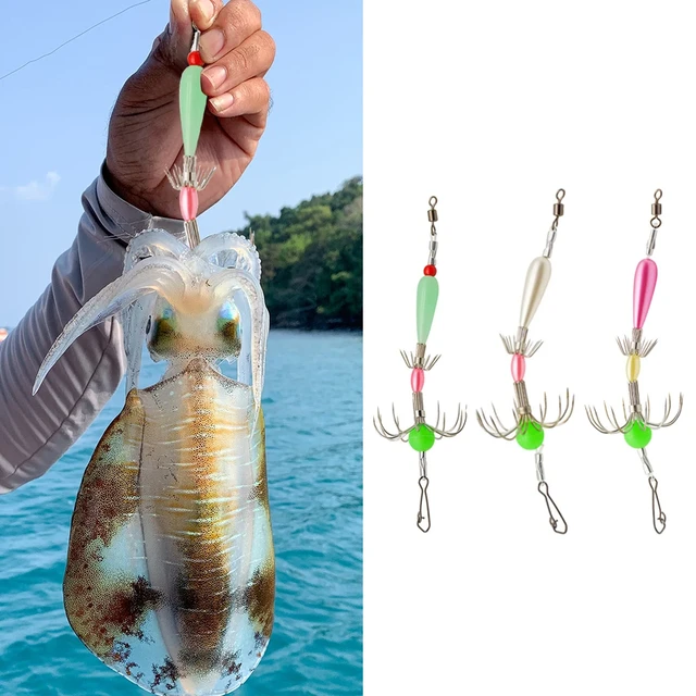 Luminous Fishing Octopus Hook Carbon Steel Double Row Squid