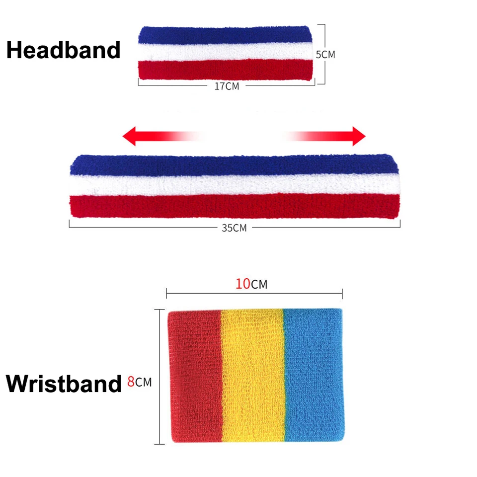 COUVER 1 paire de bracelets de sport en tissu éponge à rayures 2 couleurs
