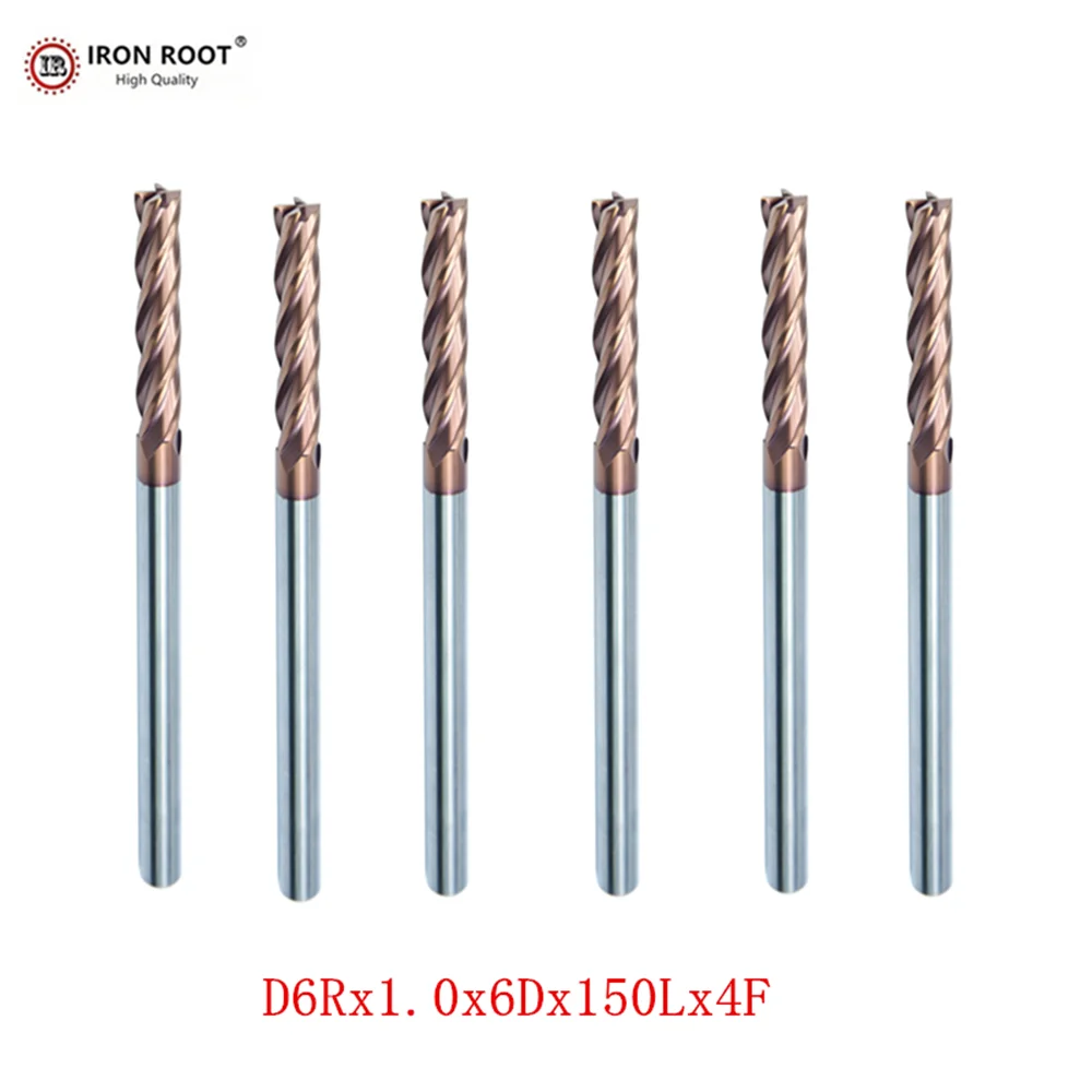 

IRON ROOT Round Nose End Mill,HRC58,6mm-12mm,CNC Lathe Turning Tool Milling Tool 4 Flute Ball End Carbide End Mill,Ball End Mill