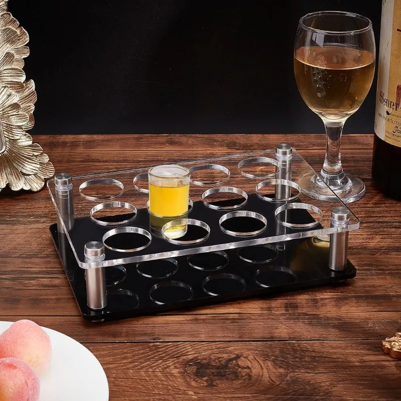 12 Shot Glass Tray Holder Bar Acrylic Shot Glasses Holders Wine Glass Cup Serving Tray Cups Organizer Shot Glass Display 4